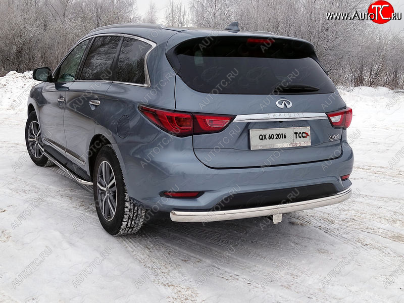 23 899 р. Защита заднего бампера (овальная) ТСС (нержавейка d75х42 мм)  INFINITI QX60  L50 (2016-2021) рестайлинг  с доставкой в г. Воронеж