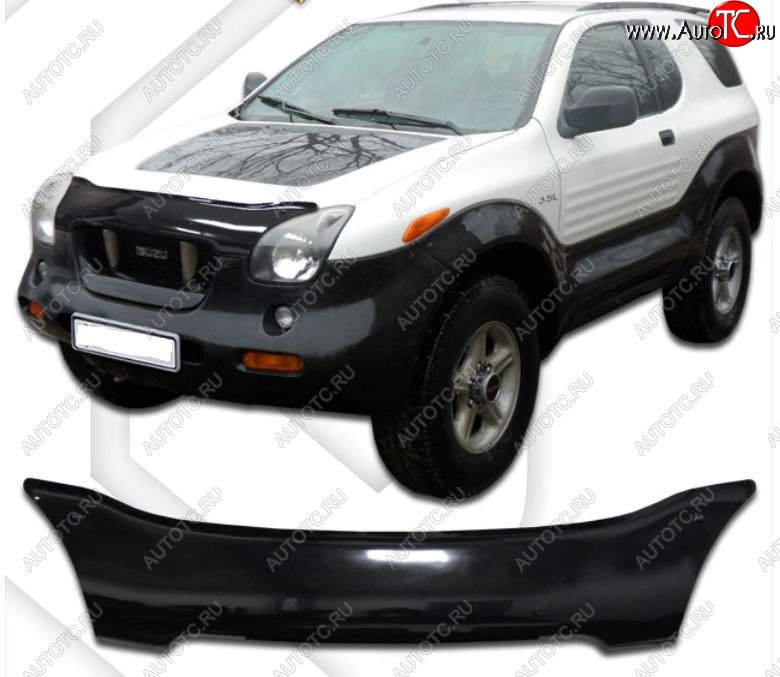 2 159 р. Дефлектор капота CA-Plastic Isuzu VehiCross (1997-2001) (Classic черный, Без надписи)  с доставкой в г. Воронеж