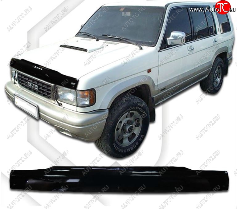 1 999 р. Дефлектор капота (S25,26,69DW) CA Plastic  Isuzu Bighorn  UBS25GW,UBS69GW (1995-1998) 5 дв. 2-ой рестайлинг (Classic черный, Без надписи)  с доставкой в г. Воронеж