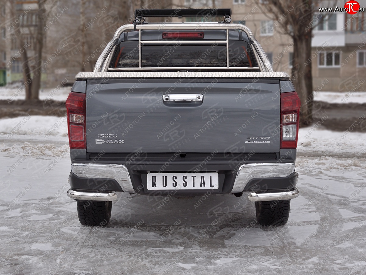 17 999 р. Защита заднего бампера (2 трубы Ø63 мм, нержавейка) Isuzu D-Max RT85,TFR DoubleCab рестайлинг (2015-2021)  с доставкой в г. Воронеж