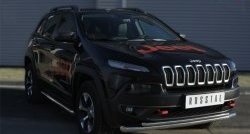 19 449 р. Защита переднего бампера (Trailhawk 2 трубыØ63 и 42 мм, нержавейка) SLITKOFF Jeep Cherokee KL дорестайлинг (2014-2017)  с доставкой в г. Воронеж. Увеличить фотографию 2