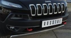 5 749 р. Защита переднего бампера (Trailhawk Ø75х42 мм, нержавейка) Russtal Jeep Cherokee KL дорестайлинг (2014-2017)  с доставкой в г. Воронеж. Увеличить фотографию 2