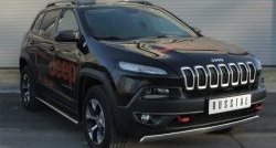 5 749 р. Защита переднего бампера (Trailhawk Ø75х42 мм, нержавейка) Russtal Jeep Cherokee KL дорестайлинг (2014-2017)  с доставкой в г. Воронеж. Увеличить фотографию 4