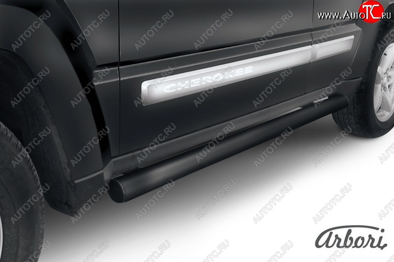 7 199 р. Защита штатных порогов Arbori (черная, d76 mm).  Jeep Cherokee  KJ (2001-2005) дорестайлинг  с доставкой в г. Воронеж