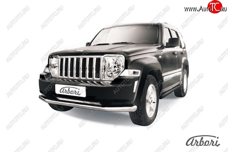 21 689 р. Защита переднего бампера Arbori (нержавейка, 1 труба d76 mm). Jeep Cherokee KK (2007-2014)  с доставкой в г. Воронеж