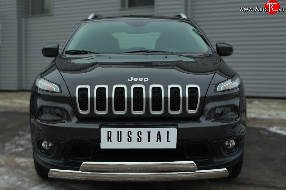 16 599 р. Защита переднего бампера (2 трубыØ75х42 мм, нержавейка) Russtal Jeep Cherokee KL дорестайлинг (2014-2017)  с доставкой в г. Воронеж