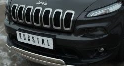 16 599 р. Защита переднего бампера (2 трубыØ75х42 мм, нержавейка) Russtal Jeep Cherokee KL дорестайлинг (2014-2017)  с доставкой в г. Воронеж. Увеличить фотографию 3