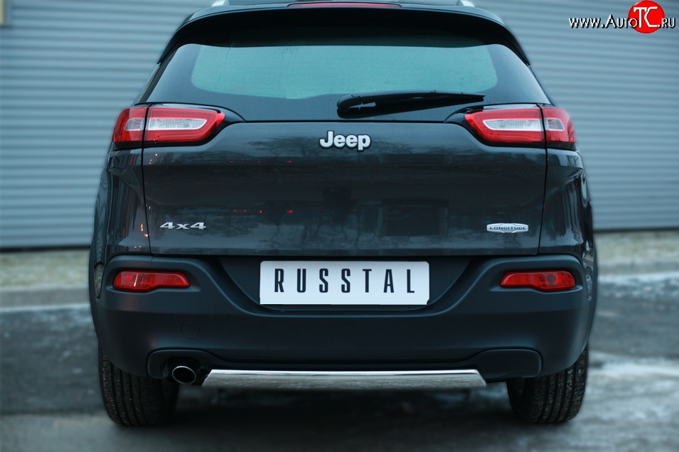 11 599 р. Защита заднего бампера (Ø75x42 мм, нержавейка) Russtal Jeep Cherokee KL дорестайлинг (2014-2017)  с доставкой в г. Воронеж