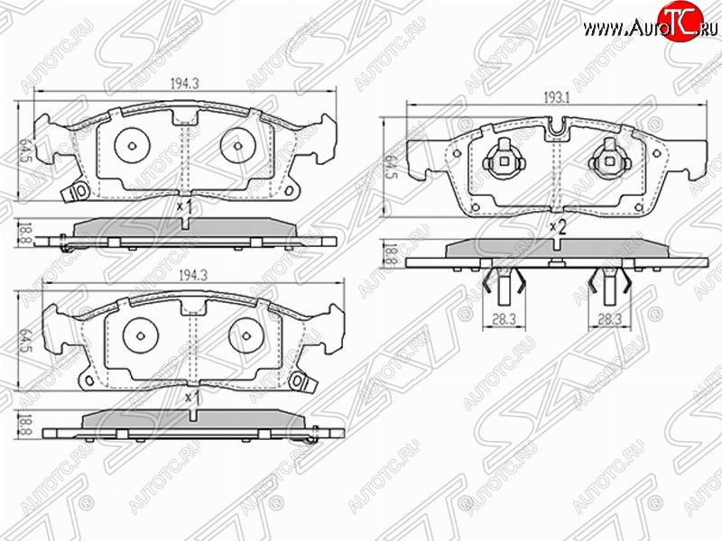 1 459 р. Колодки тормозные SAT (передние)  Jeep Grand Cherokee  WK2 (2013-2018) 1-ый рестайлинг  с доставкой в г. Воронеж
