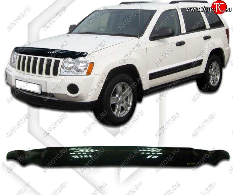 2 079 р. Дефлектор капота CA-Plastiс Jeep Grand Cherokee WK (2004-2010) (Classic черный, Без надписи)  с доставкой в г. Воронеж