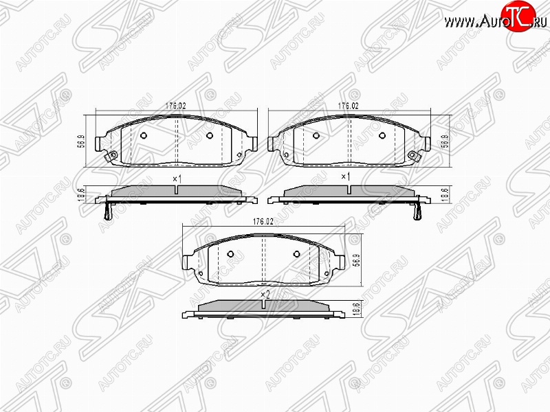 1 329 р. Колодки тормозные SAT (передние) Jeep Grand Cherokee WK (2004-2010)  с доставкой в г. Воронеж