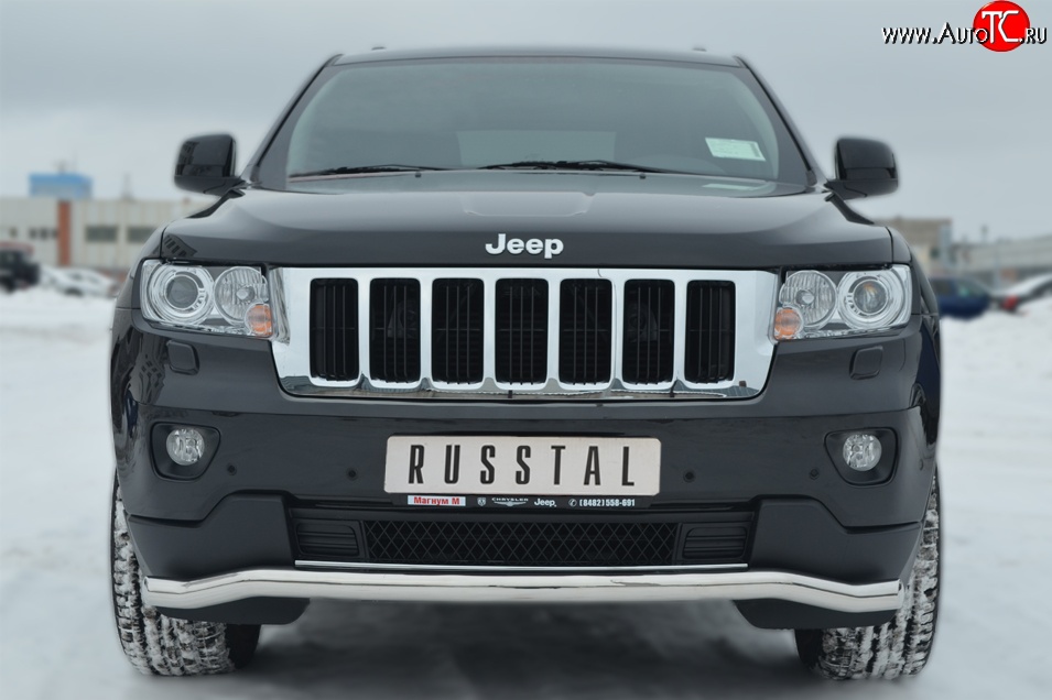 15 249 р. Защита переднего бампера (Ø63 мм волна, нержавейка) SLITKOFF Jeep Grand Cherokee WK2 дорестайлинг (2010-2013)  с доставкой в г. Воронеж