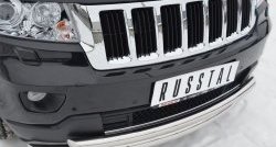 20 399 р. Защита переднего бампера (2 трубыØ76 и 63 мм, нержавейка) SLITKOFF  Jeep Grand Cherokee  WK2 (2010-2013) дорестайлинг  с доставкой в г. Воронеж. Увеличить фотографию 2