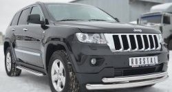 20 399 р. Защита переднего бампера (2 трубыØ76 и 63 мм, нержавейка) SLITKOFF  Jeep Grand Cherokee  WK2 (2010-2013) дорестайлинг  с доставкой в г. Воронеж. Увеличить фотографию 4