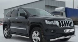 12 299 р. Защита порогов из круглой трубы диаметром 63 мм Russtal Jeep Grand Cherokee WK2 дорестайлинг (2010-2013) (Защита порогов с со скосами на торцах (вариант 1))  с доставкой в г. Воронеж. Увеличить фотографию 2