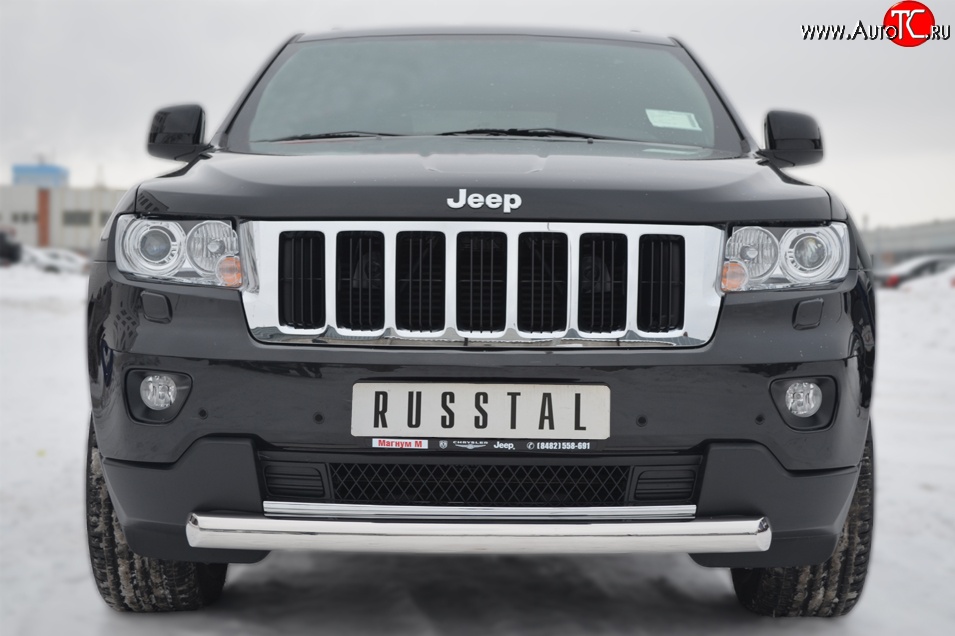 16 899 р. Одинарная защита переднего бампера диаметром 76 мм SLITKOFF  Jeep Grand Cherokee  WK2 (2010-2013) дорестайлинг  с доставкой в г. Воронеж