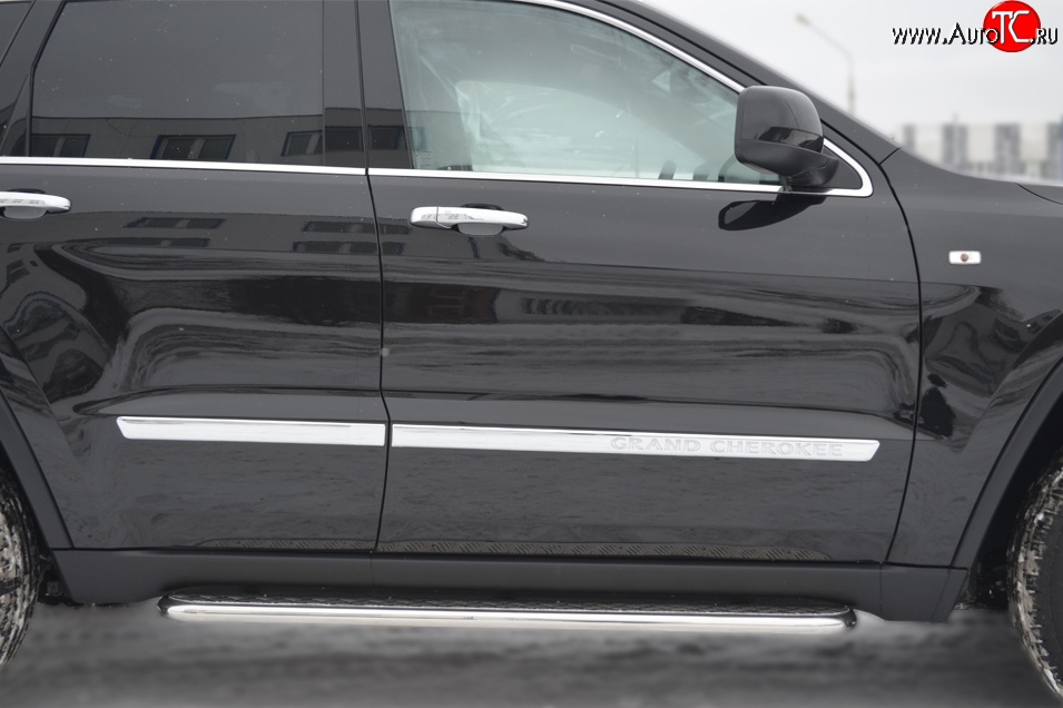 24 649 р. Широкая защита порогов SLITKOFF  Jeep Grand Cherokee  WK2 (2010-2013) дорестайлинг  с доставкой в г. Воронеж