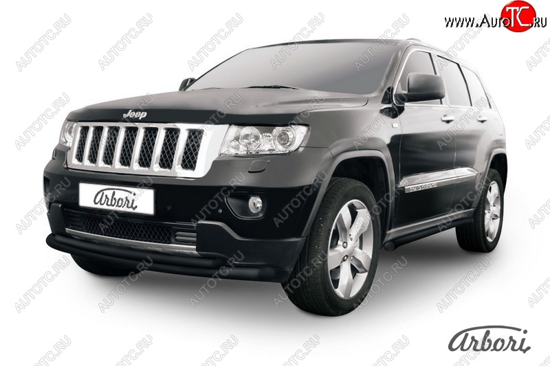 7 649 р. Защита переднего бампера Arbori (черная, 1 труба d76 mm). Jeep Grand Cherokee WK2 дорестайлинг (2010-2013)  с доставкой в г. Воронеж