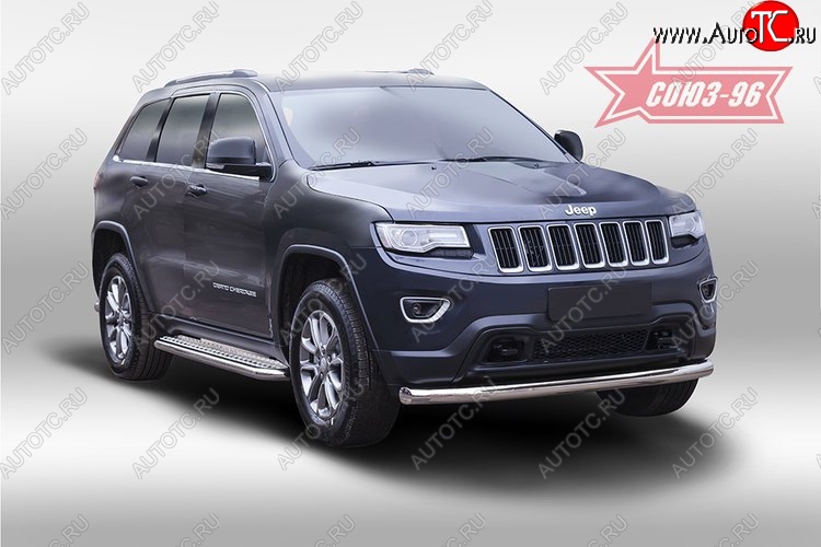 16 469 р. Защита переднего бампера одинарная рестайлинг Souz-96 (d76).  Jeep Grand Cherokee  WK2 (2010-2013) дорестайлинг  с доставкой в г. Воронеж