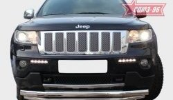 22 769 р. Защита переднего бампера двойная Souz-96 (d76/60) V2  Jeep Grand Cherokee  WK2 (2010-2013) дорестайлинг  с доставкой в г. Воронеж. Увеличить фотографию 2
