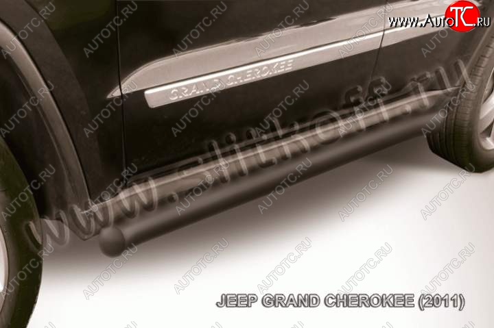 14 349 р. Защита порогов из труб d76 Slitkoff (с гибами)  Jeep Grand Cherokee  WK2 (2010-2013) дорестайлинг (Цвет: серебристый)  с доставкой в г. Воронеж