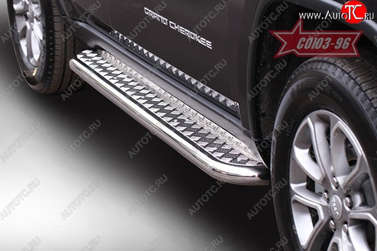 17 324 р. Защита порогов с листом рестайлинг Souz-96 (d60).  Jeep Grand Cherokee  WK2 (2010-2013) дорестайлинг  с доставкой в г. Воронеж