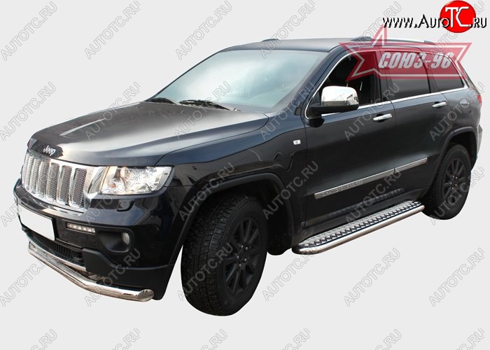 17 639 р. Защита порогов с листом Souz-96 (d60).  Jeep Grand Cherokee  WK2 (2010-2013) дорестайлинг  с доставкой в г. Воронеж