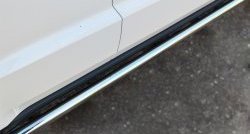 12 299 р. Защита порогов из круглой трубы диаметром 63 мм Russtal Jeep Grand Cherokee WK2 дорестайлинг (2010-2013) (Защита порогов с со скосами на торцах (вариант 1))  с доставкой в г. Воронеж. Увеличить фотографию 2