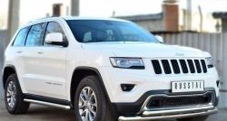 14 449 р. Защита порогов с пластиковыми вставками для ног из круглой трубы диаметром 76 мм Russtal Jeep Grand Cherokee WK2 дорестайлинг (2010-2013) (Защита порогов с со скосами на торцах (вариант 1))  с доставкой в г. Воронеж. Увеличить фотографию 3