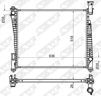 9 649 р. Радиатор двигателя SAT (пластинчатый, АКПП) Jeep Grand Cherokee WK2 дорестайлинг (2010-2013)  с доставкой в г. Воронеж. Увеличить фотографию 1