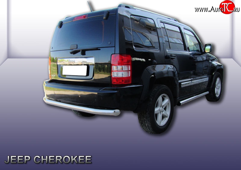 16 299 р. Защита заднего бампера из трубы диаметром 76 мм Slitkoff Jeep Liberty KK (2007-2013) (Нержавейка, Полированная)  с доставкой в г. Воронеж