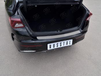 1 199 р. Защитная накладка заднего бампера Russtal KIA K5 DL (2019-2022) (нержавейка шлифованная)  с доставкой в г. Воронеж. Увеличить фотографию 2