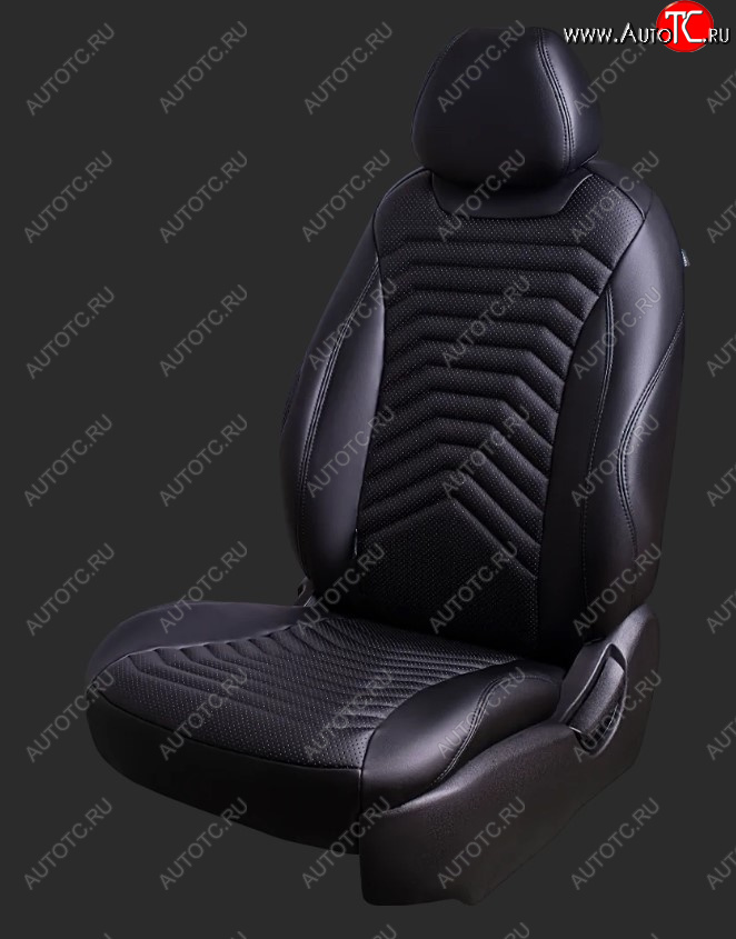 18 749 р. Чехлы для сидений Lord Autofashion Байрон ПРЕЗИДЕНТ (экокожа, спинка 40/60, подлокотник, отд. бок, 2 П- и 1 Г-образных подголовника) KIA K5 DL (2019-2022) (Черный, вставка черная, строчка черная)  с доставкой в г. Воронеж