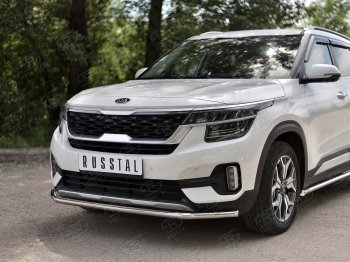 16 949 р. Защита переднего бампера (Ø42 мм, нержавейка) SLITKOFF KIA Seltos (2019-2025)  с доставкой в г. Воронеж. Увеличить фотографию 3