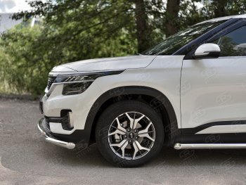 20 999 р. Защита переднего бампера (2 трубы Ø63 и 42 мм, нержавейка) SLITKOFF KIA Seltos (2019-2025)  с доставкой в г. Воронеж. Увеличить фотографию 3