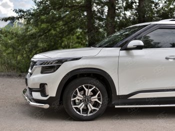 16 399 р. Защита переднего бампера (2 трубы Ø63 и 75х42 мм, нержавейка) Russtal KIA Seltos (2019-2025)  с доставкой в г. Воронеж. Увеличить фотографию 3