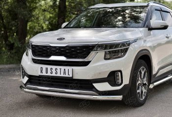 17 449 р. Защита переднего бампера (Ø 63 мм, нержавейка) SLITKOFF KIA Seltos (2019-2025)  с доставкой в г. Воронеж. Увеличить фотографию 2