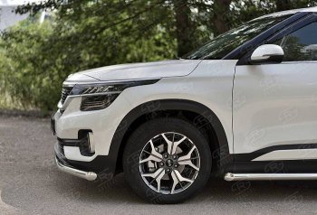 17 449 р. Защита переднего бампера (Ø 63 мм, нержавейка) SLITKOFF KIA Seltos (2019-2025)  с доставкой в г. Воронеж. Увеличить фотографию 3