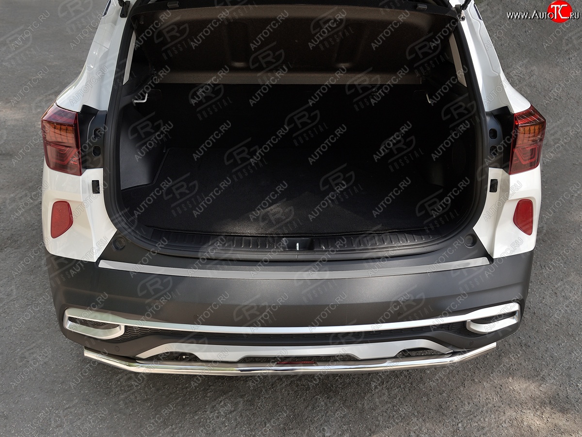 1 569 р. Защитная накладка заднего бампера Russtal KIA Seltos (2019-2025) (Нержавейка полированная)  с доставкой в г. Воронеж