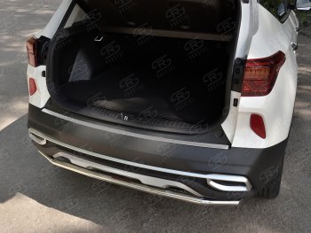 1 569 р. Защитная накладка заднего бампера Russtal KIA Seltos (2019-2025) (Нержавейка полированная)  с доставкой в г. Воронеж. Увеличить фотографию 2