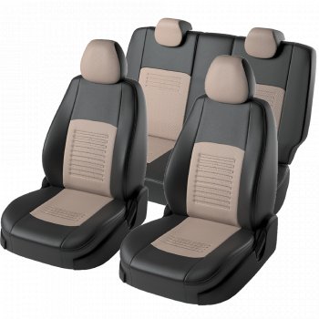 6 799 р. Чехлы для сидений Lord Autofashion Турин (экокожа) KIA Seltos (2019-2025) (Черный, вставка бежевая)  с доставкой в г. Воронеж. Увеличить фотографию 2