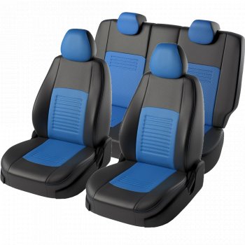 6 799 р. Чехлы для сидений Lord Autofashion Турин (экокожа)  KIA Seltos (2019-2025) (Черный, вставка синяя)  с доставкой в г. Воронеж. Увеличить фотографию 2