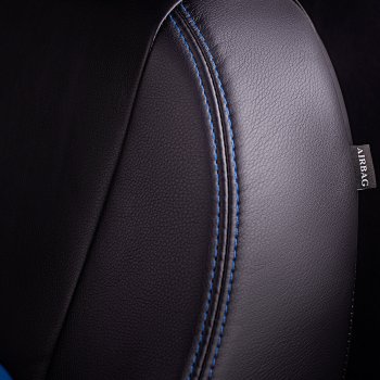 6 799 р. Чехлы для сидений Lord Autofashion Турин (экокожа)  KIA Seltos (2019-2025) (Черный, вставка синяя)  с доставкой в г. Воронеж. Увеличить фотографию 4