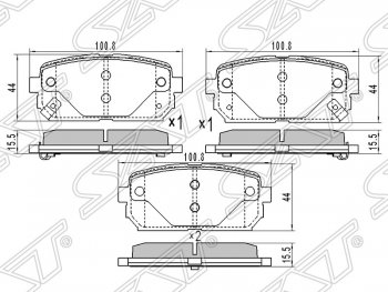 789 р. Колодки тормозные SAT (задние) KIA Carens UN (2006-2013)  с доставкой в г. Воронеж. Увеличить фотографию 1