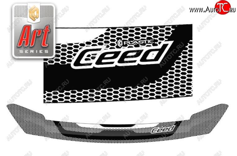 2 199 р. Дефлектор капота CA-Plastiс  KIA Ceed  2 JD (2012-2015) дорестайлинг, хэтчбэк (Серия Art графит)  с доставкой в г. Воронеж