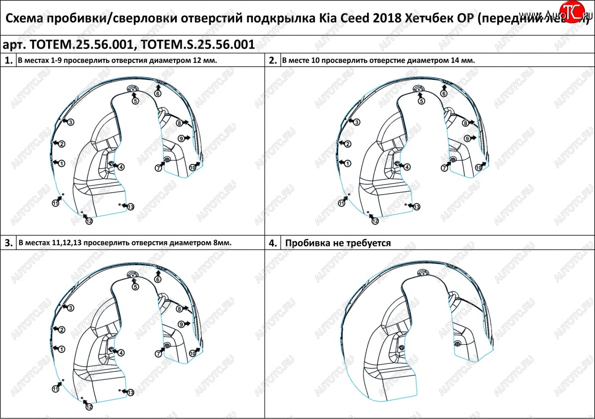7 699 р. Правый подкрылок передний TOTEM (с шумоизоляцией) KIA Ceed 3 CD универсал (2018-2025)  с доставкой в г. Воронеж