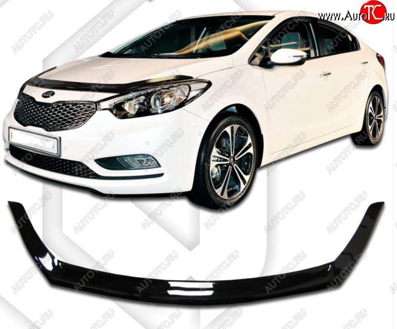 2 159 р. Дефлектор капота CA-Plastiс  KIA Cerato Koup  1 TD (2008-2013) купе (Classic черный, Без надписи)  с доставкой в г. Воронеж