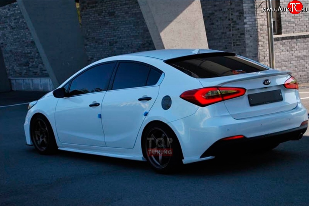 5 499 р. Накладки на задний бампер Drive  KIA Cerato  3 YD (2013-2016) дорестайлинг седан (Неокрашенная)  с доставкой в г. Воронеж