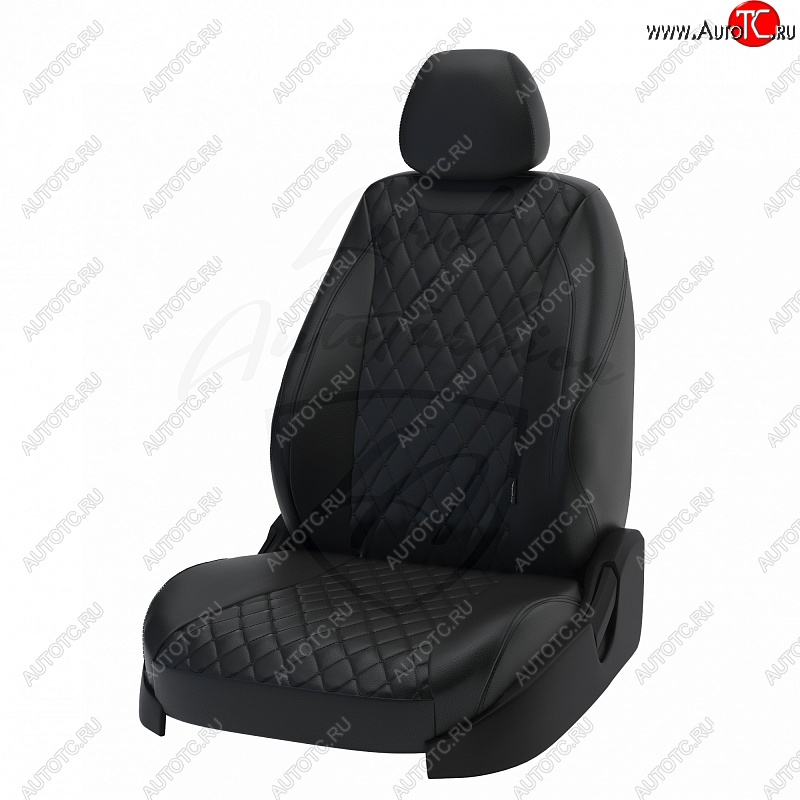 19 999 р. Чехлы для сидений Lord Autofashion Байрон (экокожа)  KIA Cerato  3 YD (2013-2019) дорестайлинг седан, рестайлинг седан (Чёрный, вставка чёрная, строчка чёрная)  с доставкой в г. Воронеж
