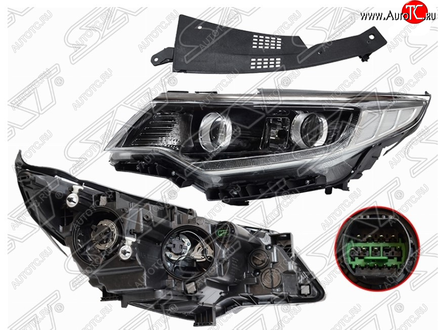 18 299 р. Левая передняя фара SAT KIA Optima 4 JF дорестайлинг седан (2016-2018) (Галоген, LED, комплектация GT)  с доставкой в г. Воронеж